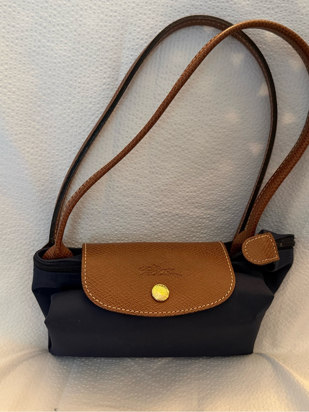 Longchamp Navy Tote with Brown Leather Trim - Picture 5 of 5